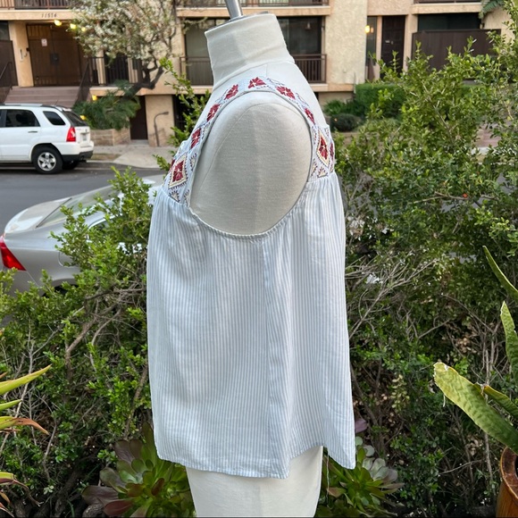 MADEWELL Tank Some Embroidery Pinstripe Loose Fit Size Small - Picture 3 of 7